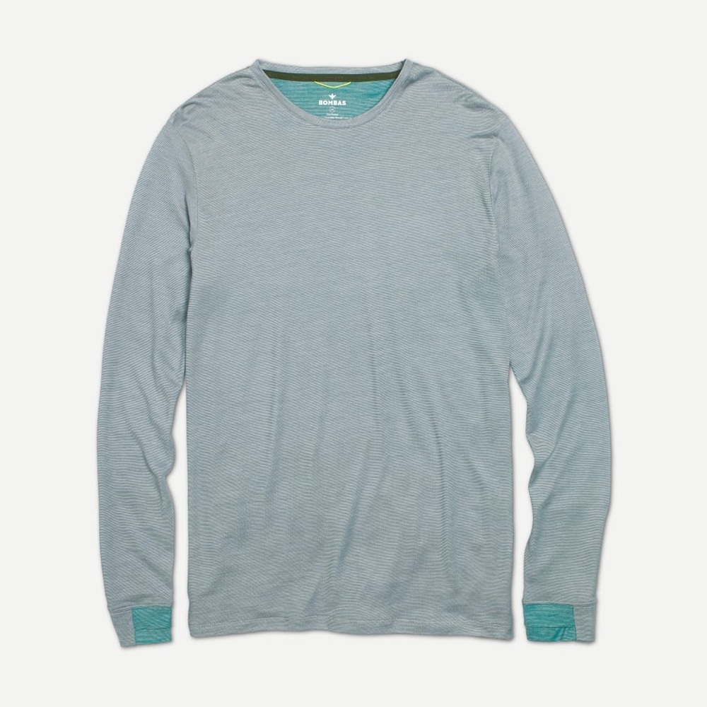 BOMBAS Men's Merino Wool Blend Crew Neck Long Sleeve T-Shirt 
SIZE-LARGE-GRAY